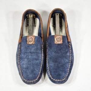 Bugatti F0666-3 Slip On Men Blue / Brown Real Suede Leather Shoes Size US 9